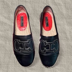 Carolina Herrera Black Leather Esparadilles